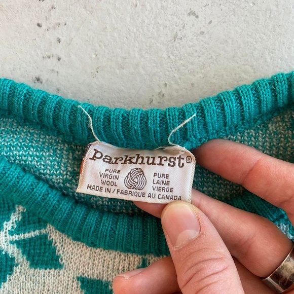 Vintage Green Snowflake Knit Sweater - Picture 4 of 4